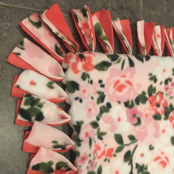 NEW!, Handmade Reversible Blanket, ‘My Sweet Little One’, Pink, Tan and Green - Picture 3 of 4